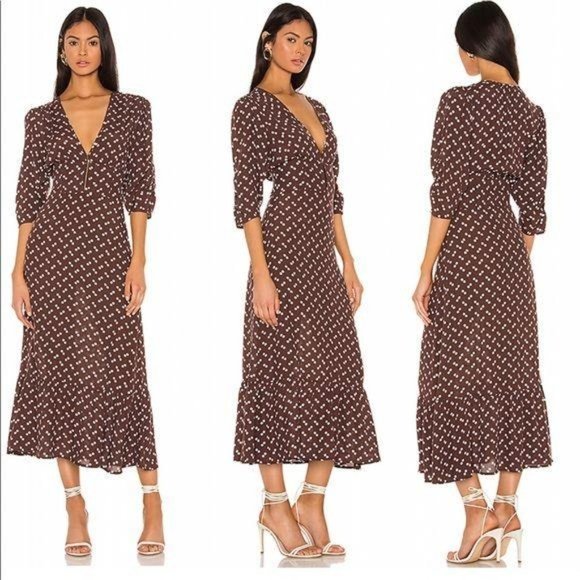 NWT $198 Flynn Skye Elsie Midi Dress Polka Dot - Picture 3 of 13